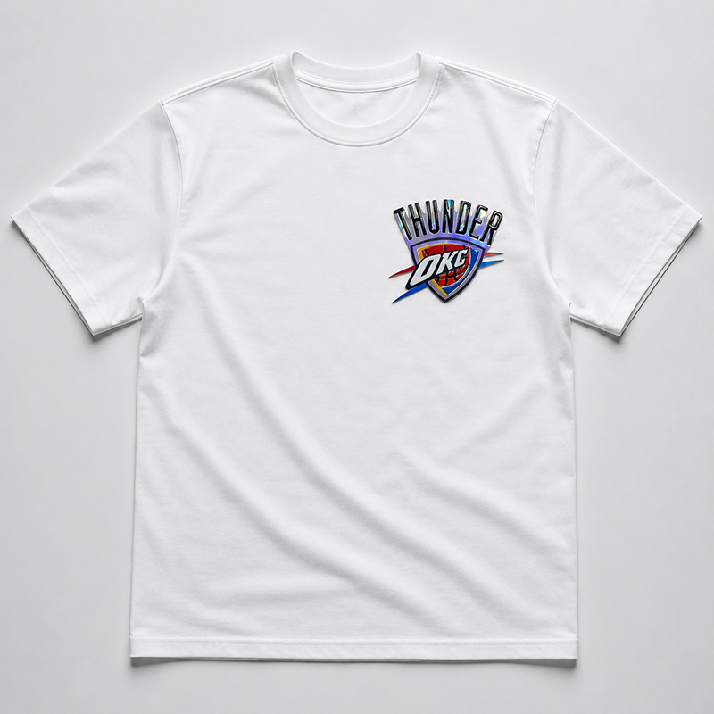 Laser silver holographic TPU DTF film rainbow logo on fashion apparel